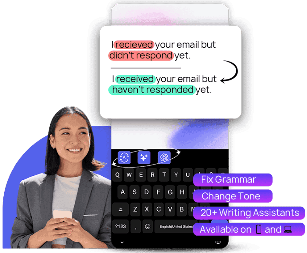 CleverType AI writing assistant demonstration Professional using CleverType AI to fix grammar and improve writing - AI writing assistant demonstration